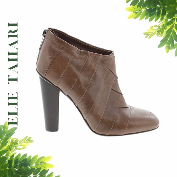 ELIE TAHARI Pleated Leather Ankle Booties EU 37 - Picture 2 of 11